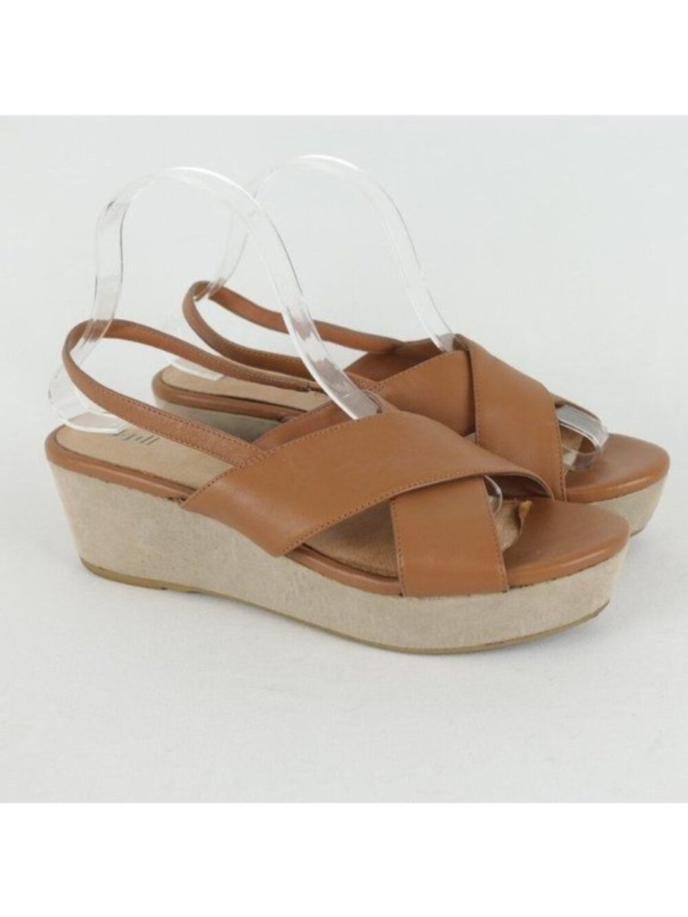 J. Jill Women's Size 9.5 Tan Leather Platform Slingback Open Toe Sandals